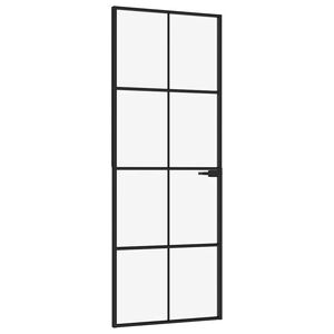 vidaXL Puerta de interior vidrio templado y aluminio negro 76x201,5 cm