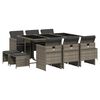 vidaXL Set de comedor de jard&iacute;n 11 pzas y cojines rat&aacute;n sint&eacute;tico gris