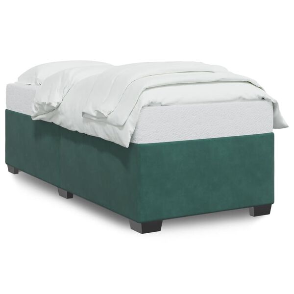 vidaXL Estructura de cama sin colch&oacute;n terciopelo verde oscuro 90x190cm