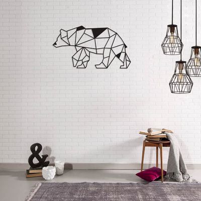 Homemania Adorno de pared Bear acero negro 55x30 cm