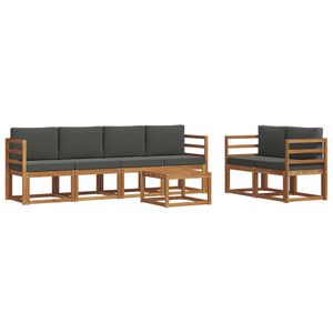 vidaXL Conjunto de sof&aacute;s de exterior 7 pcs Natural y Antracita