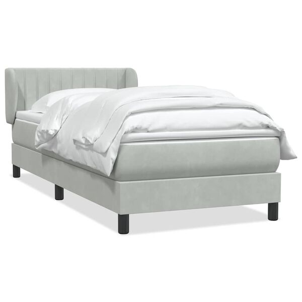 vidaXL Cama box spring con colch&oacute;n terciopelo gris claro 90x210 cm