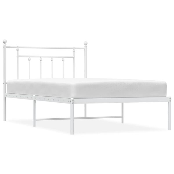 vidaXL Estructura cama sin colchón con cabecero metal blanco 107x203cm