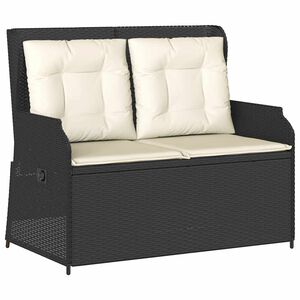 vidaXL Sill&oacute;n reclinable de jard&iacute;n con cojines rat&aacute;n sint&eacute;tico negro