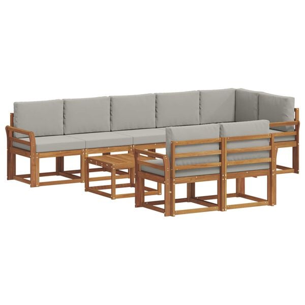 vidaXL Conjunto de sof&aacute;s de exterior 9 pcs Gris Natural y Claro