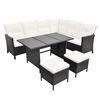 vidaXL Set de muebles de jard&iacute;n 4 pzas y cojines rat&aacute;n sint&eacute;tico negro
