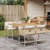 vidaXL Set comedor de jard&iacute;n 5 pzas con cojines rat&aacute;n sint&eacute;tico beige
