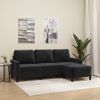 vidaXL Sof&aacute; de 3 plazas con taburete de terciopelo negro 180 cm