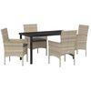 vidaXL Conjunto de Comedor de Jard&iacute;n 5 uds. Gris Claro rat&aacute;n sint&eacute;tico