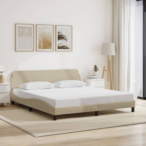 vidaXL Estructura de cama Dover tela color crema 180x200 cm