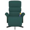 vidaXL Sillón reclinable de masaje con reposapiés tela verde oscuro