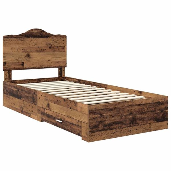 vidaXL Estructura de cama con cabecera Madera vieja 100 x 200 cm