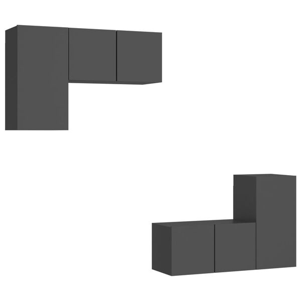 vidaXL Set de muebles de sal&oacute;n 4 piezas madera ingenier&iacute;a gris