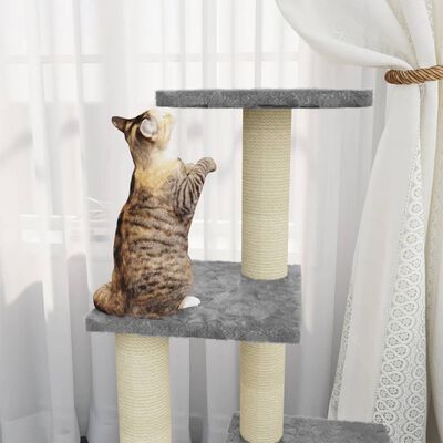 vidaXL Rascador para gatos con postes de sisal gris claro 92 cm