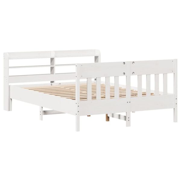 vidaXL Estructura de cama sin colch&oacute;n madera de pino blanca 150x200 cm