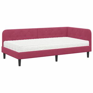 vidaXL Estructura de cama en esquina Rojo vino 90 x 200 cm Terciopelo