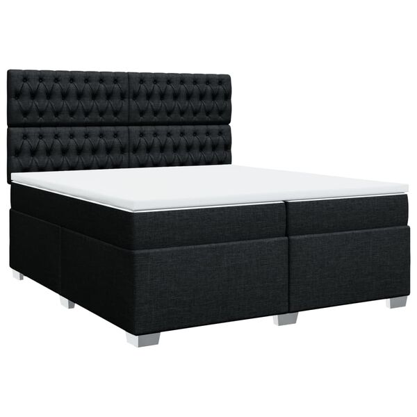 vidaXL Cama box spring con colch&oacute;n tela negro 200x200 cm