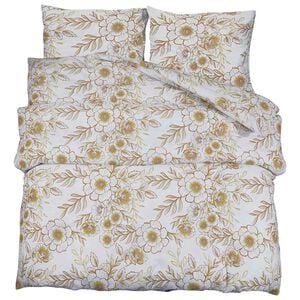 vidaXL Juego de funda n&oacute;rdica algod&oacute;n blanco y marr&oacute;n 260x240 cm