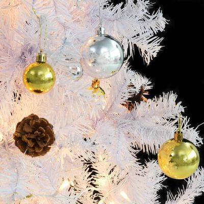 vidaXL Árbol de Navidad artificial con bolas y luces LED 150 cm blanco