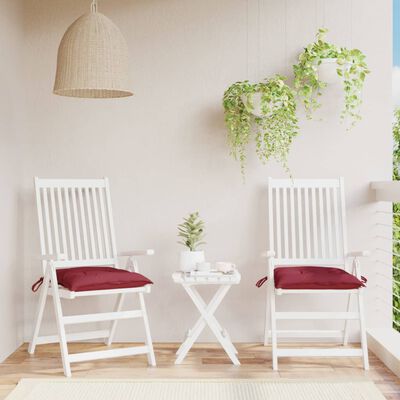 vidaXL Cojines silla de jardín 2 uds tela Oxford rojo tinto 40x40x7 cm