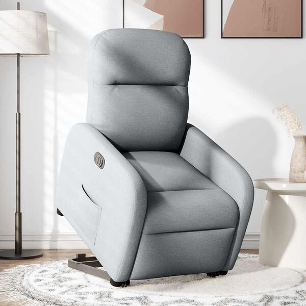 vidaXL Sill&oacute;n el&eacute;ctrico reclinable elevable de tela gris claro