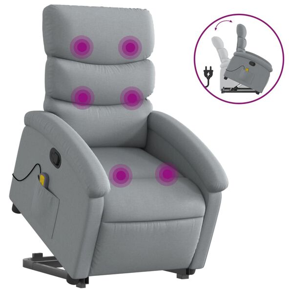 vidaXL Sillón de masaje reclinable de pie de tela gris claro