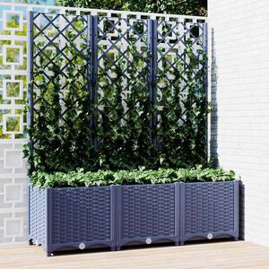 vidaXL Jardinera con enrejado PP azul gris 120x40x136 cm