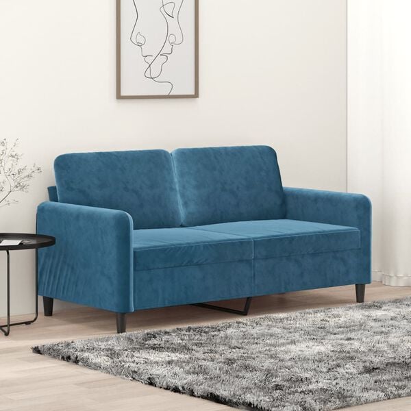 vidaXL Sof&aacute; de 2 plazas terciopelo azul 140 cm