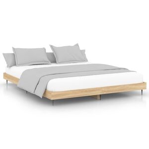 vidaXL Estructura de cama sin colch&oacute;n roble Sonoma 200x200 cm