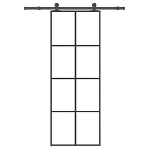 vidaXL Puerta corredera con set herrajes vidrio ESG aluminio 76x205 cm
