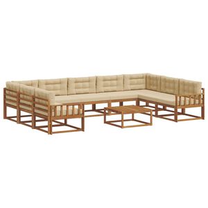 vidaXL Conjunto de sof&aacute;s de exterior con coj&iacute;n 10 pcs Natural y Beige