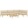 vidaXL Juego de Sof&aacute; con coj&iacute;n 5 pcs Beige Madera de Acacia S&oacute;lida