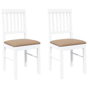 vidaXL Sillas de comedor con cojines 2uds madera maciza blanco caucho