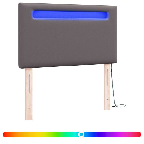 vidaXL Cabecero LED Gris 90 cm Cuero sint&eacute;tico