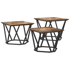 vidaXL Mesa de Caf&eacute; 3 pcs Roble ahumado Madera Ingenierizada y Acero