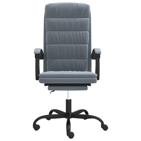 vidaXL Silla de oficina reclinable de terciopelo gris oscuro