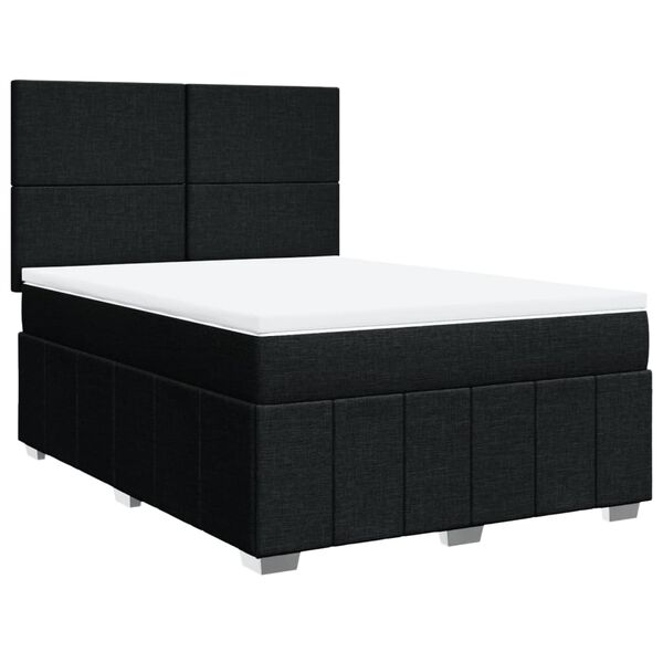vidaXL Cama box spring con colch&oacute;n tela negro 160x200 cm