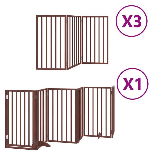 vidaXL Puerta de perros plegable 15 paneles madera &aacute;lamo marr&oacute;n 750 cm