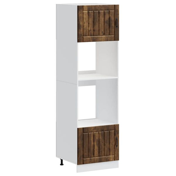 vidaXL Armarios para horno 2 piezas "Lucca" de madera de ingeniería de roble ahumado