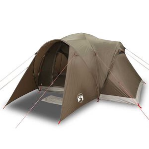 vidaXL Tienda de campa&ntilde;a familiar igl&uacute; 6 personas impermeable marr&oacute;n