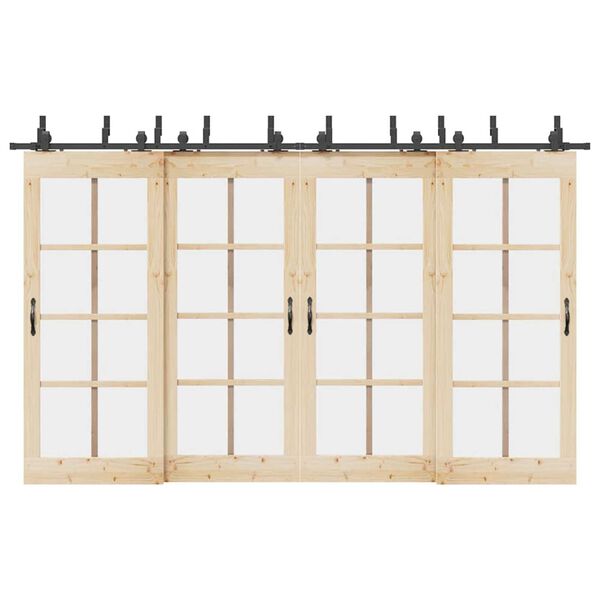 vidaXL Kit de herrajes para puertas correderas acero negro 366 cm