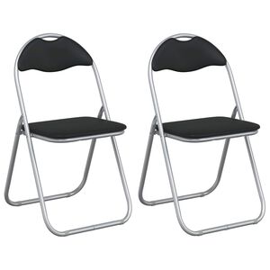 vidaXL Silla Plegable 2 pcs Negro y Gris 48 x 43,5 x 81 cm