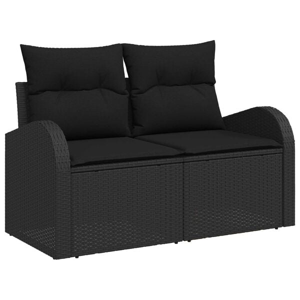 vidaXL Conjunto de sof&aacute; de jard&iacute;n 6 pcs Negro Polirat&aacute;n