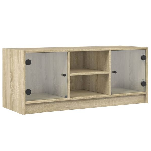 vidaXL Mueble de TV con puertas de vidrio roble Sonoma 102x37x42 cm