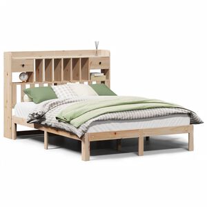 vidaXL Cama con estanter&iacute;a sin colch&oacute;n madera maciza de pino 140x200cm