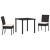 vidaXL Conjunto de Comedor de Jard&iacute;n 3 pcs Negro