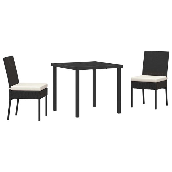 vidaXL Conjunto de Comedor de Jard&iacute;n 3 pcs Negro