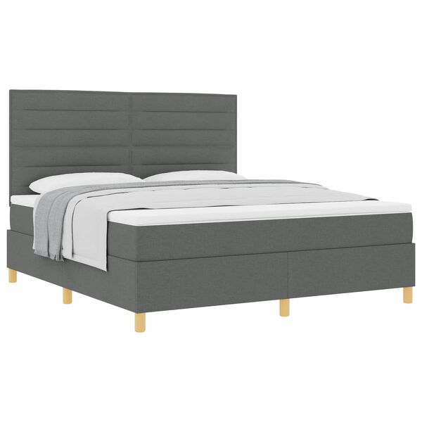 vidaXL Cama tipo Box Spring con colch&oacute;n Gris oscuro 180 x 200 cm tela