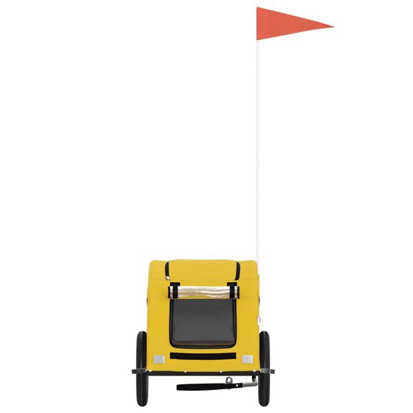 vidaXL Remolque de bicicleta mascotas hierro tela Oxford amarillo