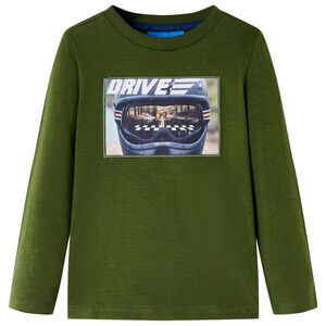 Camiseta infantil de manga larga caqui oscuro 104